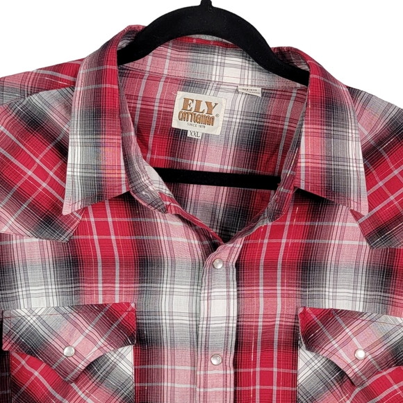 Ely Cattleman Plaid Shimmer Vintage Ranchwear Western Pearl Snap Shirt XXL - Picture 4 of 11